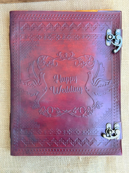 Skórzana Pamiątka Ślubu – Księga Gości Happy Wedding