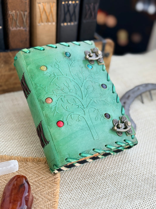 Skórzana Księga Cieni zielona - Drzewo życia