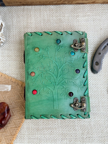 Skórzana Księga Cieni zielona - Drzewo życia