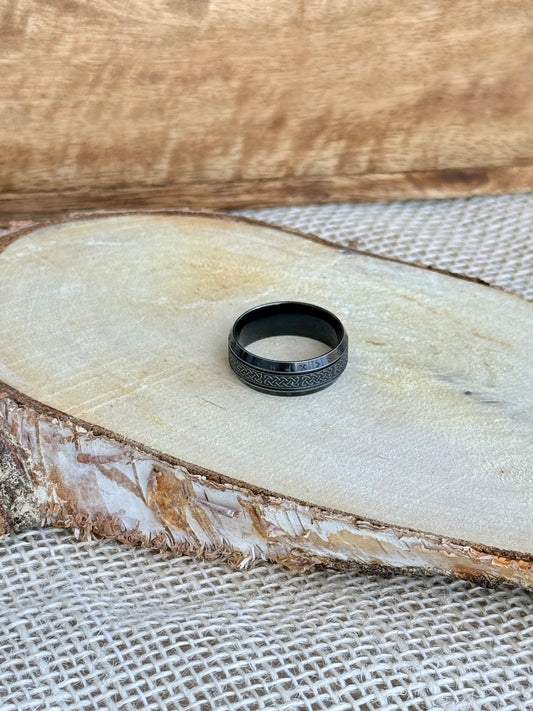 Srebrny sygnet - celtycki splot (czarny)