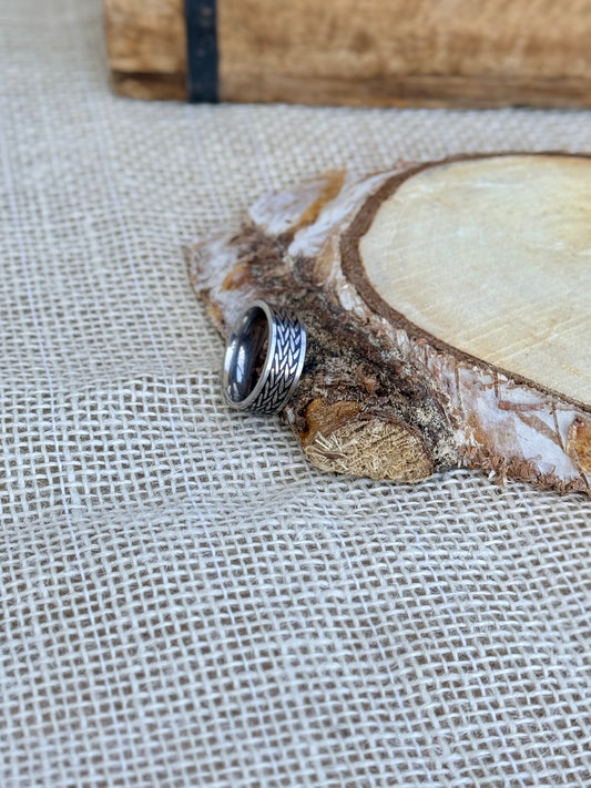 Srebrny sygnet - "Tkana stal"