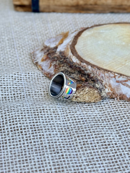 Stalowy sygnet spinner - LOVE