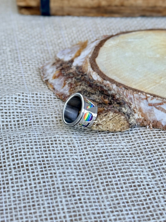 Stalowy sygnet spinner - LOVE